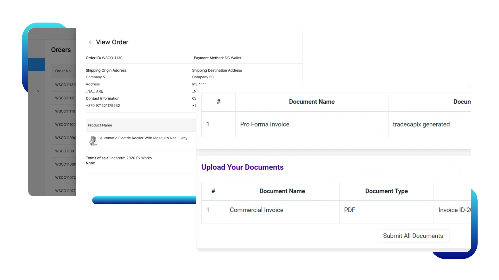 screenshot shipping documentation